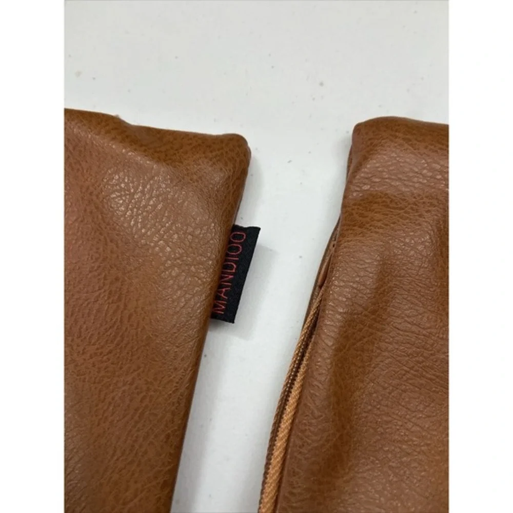 Mandioo Faux Leather Pillow Cases 2 Pack‎ Brown 17x17